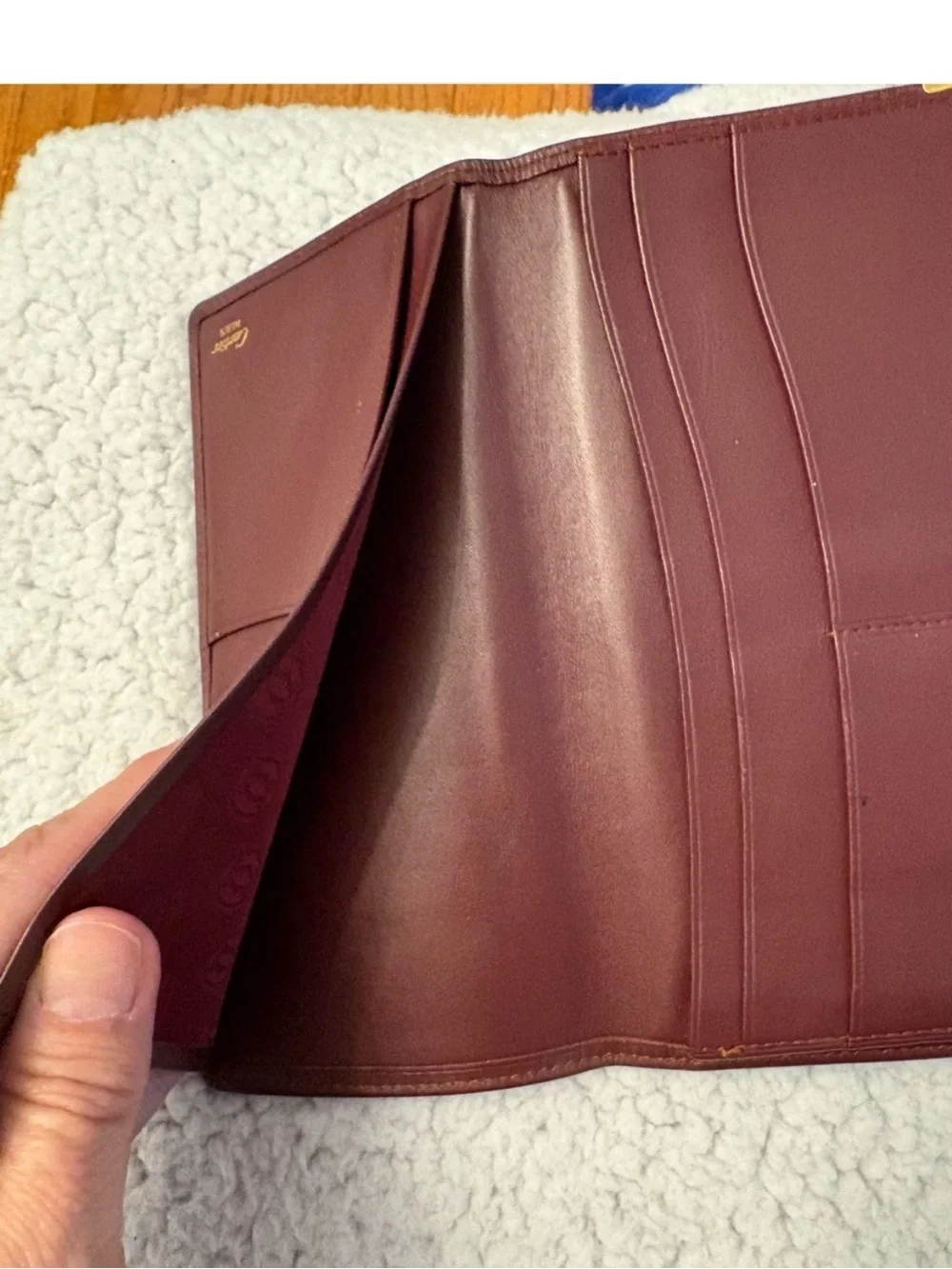 Cartier Paris Burgundy Leather Long Bifold Wallet & Checkbook Holder